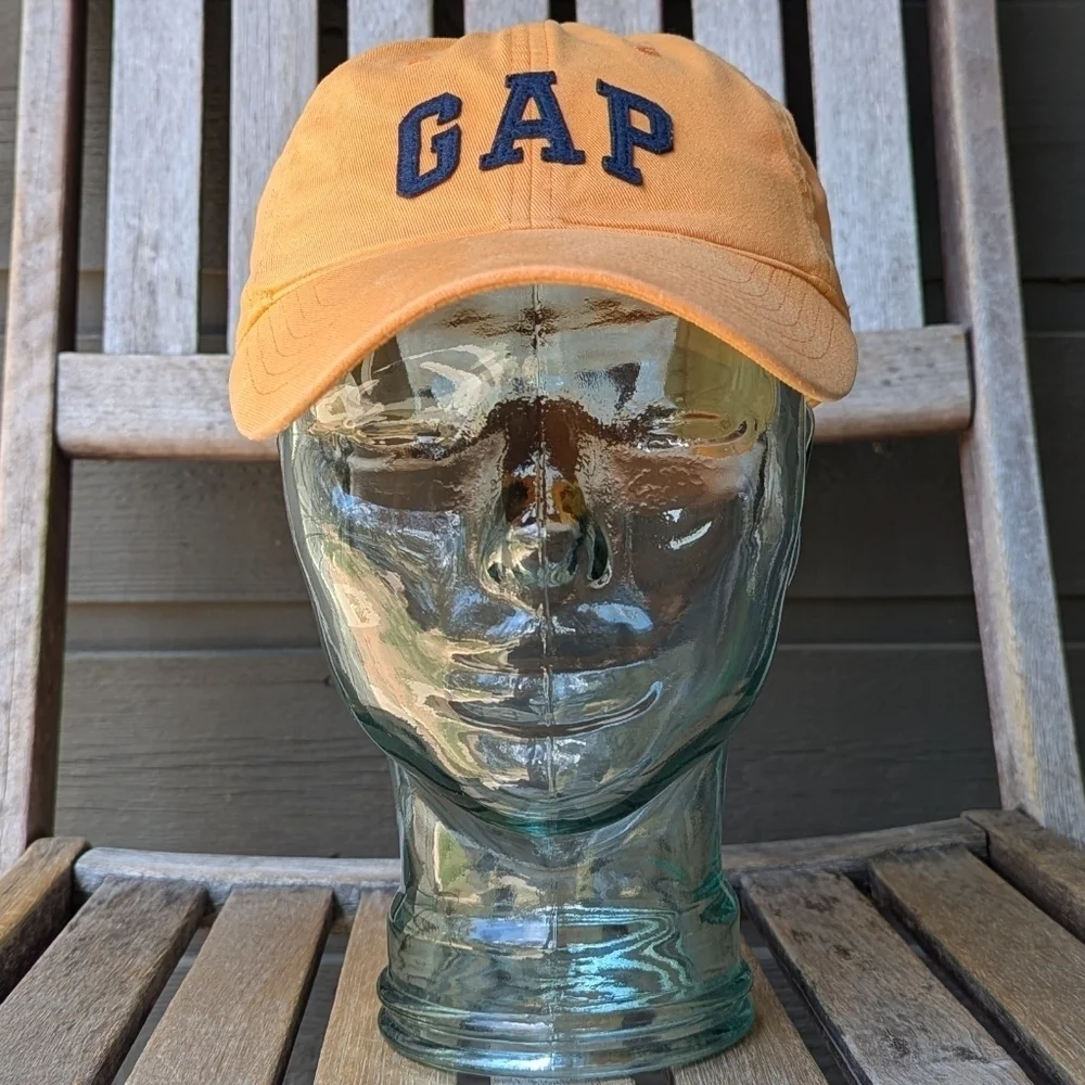 GAP Marigold Navy Blue Spellout Dad Hat Leather Band